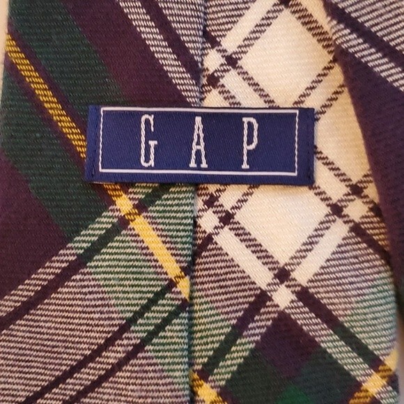 GAP CLASSIC TIE GREEN BLUE WHITE PLAID COTTON FESTIVE TIE HOLIDAY TARTAN FLANNEL - Picture 3 of 5